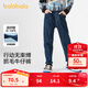 巴拉巴拉童裝兒童褲子男童長(cháng)褲秋冬裝寶寶直筒褲加絨時(shí)尚潮酷 牛仔深藍88301 140