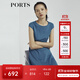PORTS寶姿商場(chǎng)同款新品女裝氣質(zhì)純色修身短袖連衣裙LL8N021RWE005 灰燼藍(lán) L (8)