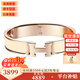 愛馬仕（HERMES）手鐲 合金琺瑯手鐲小號(hào) 經(jīng)典款H扣手鐲男女同款 生日禮物 禮盒裝 新品 朱貝色-玫瑰金