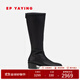 EP雅瑩女鞋 優(yōu)雅簡(jiǎn)約羊皮后拉鏈尖頭時(shí)裝長(cháng)靴 2025新品XR02A 黑色 35