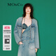MO&Co.春秋手工編織鑲邊小香風(fēng)短廓形牛仔夾克外套摩安珂 牛仔藍色 S 160