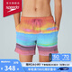 速比濤（Speedo）泳褲男17英寸沙灘褲溫泉度假快速排水輕薄透氣 橘色/藍色 L