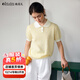Olrain歐芮兒法式針織衫女夏季2025新款娃娃領(lǐng)拼色套頭衫 香草黃 M