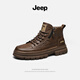 Jeep吉普男鞋秋冬季新款馬丁靴戶(hù)外皮靴潮流百搭工裝鞋中幫商務(wù)皮鞋