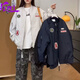 EPET美式潮牌飛行員夾克棒球服女學(xué)生韓版秋季新款學(xué)院風(fēng)休閑情侶外套 灰色 M 95-105斤