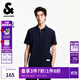杰克·瓊斯（JACK&JONES）男裝夏季新款底擺條紋拼色字母貼布百搭常規翻領(lǐng)短袖T225206063 E38深蘭色 常規 M （175）