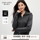 秋水伊人簡(jiǎn)約翻領(lǐng)上衣2025年冬季新款女時(shí)尚雙向拉鏈設計針織開(kāi)衫 深灰 M