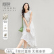 對白新中式國風(fēng)印花連衣裙女2025夏季新款后背綁帶設(shè)計感氣質(zhì)裙子 鏤空花 M