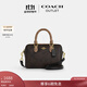 蔻馳（COACH）奧萊女士經(jīng)典老花ROWAN 迷你波士頓單肩斜挎包通勤手提包 IM/胡桃木色/棕黃色