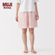 無(wú)印良品（MUJI）女式 泡泡紗中褲 女士睡褲家居褲子短褲純棉 25年夏季 FD1LGC5S 粉紅色條紋 M (160/66A)