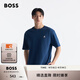 BOSS博斯【禮物】男士徽標(biāo)飾片棉質(zhì)寬松 T 恤 466-藍(lán)色 M