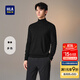 HLA海瀾之家長(zhǎng)袖針織衫男套頭可翻高領(lǐng)毛衣男冬季HNZAD4W140A 黑色E0 L 175/92A推薦137~150斤