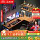 鐵元帥實(shí)木電腦桌L型書(shū)桌書(shū)架組合電腦臺式一體桌轉角拐角學(xué)習寫(xiě)字臺 豪華版單桌長(cháng)140拐角120厚5cm
