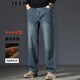 JEEP SPIRIT吉普牛仔褲男冬季加絨戶(hù)外徒步運動(dòng)長(cháng)褲美式復古水洗休閑男士褲子