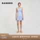 SANDRO【博主同款】2024夏季款女裝刺繡鏤空藍色吊帶連衣裙SFPRO03768 40/天藍色 38