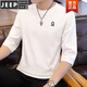 JEEP SPIRIT寬松七分袖男潮流百搭帥氣中袖新款男士t恤韓版內搭上衣圓領(lǐng) 白色 寬松版7分袖  G  XL 130-145斤