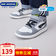 江博士秋冬季男女中大童百搭魔術(shù)貼板鞋拼色休閑潮流國貨兒童運動(dòng)鞋 灰/白（加絨內里） 36 適合腳長(cháng)約22.2-22.9cm