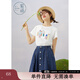 紫涵2020夏季新款T恤圖案印花百搭寬松韓版短袖女潮貓島日記 云霧白 S