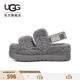 UGG春季女士時(shí)尚休閑舒適厚底彈力束帶露趾茸茸涼鞋 1120876 LGH | 燈塔灰色 37