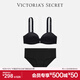 維多利亞的秘密 維密夢(mèng)幻系列 字母肩帶聚攏珍珠杯無(wú)痕文胸內褲套裝女士?jì)纫?54A2黑色 M 碼文胸+均碼內褲
