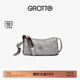 GROTTO個(gè)樂(lè )黑石包小號迷你號無(wú)性別主義植鞣綿羊皮單肩斜挎軟包禮物 灰石S古銀標