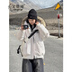 宏資琦工裝派克羽絨棉服女2026冬季新款連帽大毛領(lǐng)棉衣外套加厚保暖棉襖 米白色 M （建議105—115斤）