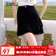 百圖betu女裝2025夏季新款高腰女裙包臀荷葉短裙半身裙裙子女2504T63 黑色 M