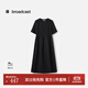 播圓領(lǐng)棉麻短袖連衣裙女25夏季新款黑色收腰顯瘦長(cháng)裙DDS2LD5023 K40玄黑 L