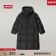 Levi's李維斯冬季女士中戶外保暖防寒時尚純色小資長款排骨羽絨服 黑色 L