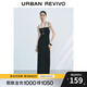 UR2025秋季新款女裝休閑肌理感后開(kāi)衩吊帶連衣裙UYY750112 正黑 M