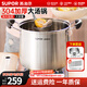 蘇泊爾（SUPOR）湯鍋304不銹鋼湯鍋桶 煲湯鍋家用復底燉整雞鍋加深燃氣電磁爐通用 加深【配蒸格+湯勺】 24cm