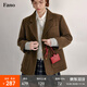 fano studios范洛Fano 法式簡(jiǎn)約復(fù)古雜綠羊毛呢翻駁領(lǐng)西裝外套女春季2025新款 苔蘚綠 M