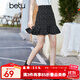 betu百圖女裝高腰顯瘦碎花雪紡半身裙小魚(yú)尾a字短裙裙子女2202T48 黑色 L