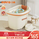 日康（rikang）泡澡桶 兒童洗澡桶嬰兒游泳桶家用浴缸浴桶贈浴凳米色 X1002-2