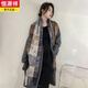 恒源祥圍巾女冬季2022新款大牌羅家百搭韓版保暖仿羊絨羊毛網(wǎng)紅披肩圍脖 英倫經(jīng)典-藍咖_180*40窄版