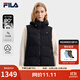 FILA 斐樂(lè )官方女士羽絨馬甲2025冬新款防水透濕基礎保暖連帽外套 正黑色-BK L 170/88A/L