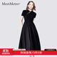 MeetMetro瑪依爾2025夏新中式國風(fēng)連衣裙女東方簡(jiǎn)奢風(fēng)小黑裙拼接旗袍裙 黑色 S
