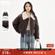對白【巴恩風(fēng)】復古拼接仿羊羔毛短款棉服女2025冬季新款保暖外套 布朗棕 M