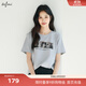 伊芙麗（eifini）蔣欣代言【抑菌涼感】貓咪印花索羅納百搭T恤女上衣2025新款 花灰 S 80-105斤