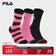 FILA 斐樂(lè )官方女襪高腰襪套裝2025春季新款俏皮運動(dòng)襪長(cháng)筒襪3雙裝 仙粉黛酒紅/傳奇藍/玫瑰99 3雙 XS