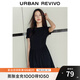 UR夏季新款女裝都市氣質(zhì)垂感修身短袖連衣裙UWU740046 正黑 S