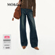 MO&Co.【神褲】牛仔褲2025秋新品棉磨白闊腿褲縫前移中腰MBE3JENT02 牛仔藍色 S 26