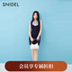 SNIDEL2025秋冬新品氣質(zhì)荷葉領(lǐng)小飛袖領(lǐng)結(jié)針織連衣裙SWNO254253 深藍(lán) 均碼 (F)