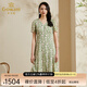 喬萬(wàn)尼真絲連衣裙夏季新款女V領(lǐng)寬松清新印花小雛菊中長(zhǎng)裙 純真雛菊 XL