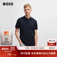 BOSS博斯男士徽標印花棉質(zhì)珠地布短袖Polo衫 404-深藍色 S