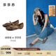 莎莎蘇【美洋同款】2025禮物新款淺口方頭平底鞋女深棕色豹紋單鞋女鞋 深棕色豹紋 38