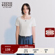 Teenie Weenie【送項鏈】小熊女夏季方領(lǐng)氣質(zhì)時(shí)髦針織短袖正肩T恤 白色 S (160)