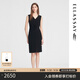 歌力思（ELLASSAY）秋季新款三醋酸褶皺收腰法式背心連衣裙女EWE353Y04000 經(jīng)典黑 S