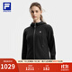 FILA 斐樂(lè )官方女士針織長(cháng)袖外套2025冬新款健身運動(dòng)基礎連帽上衣 深黑-BK L 170/88A/L