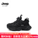 Jeep吉普兒童運動(dòng)鞋旋鈕女童鞋透氣秋冬2025新款男童戶(hù)外秋季老爹鞋子 黑色（雙網(wǎng)） 34 鞋內長(cháng)約21.8cm